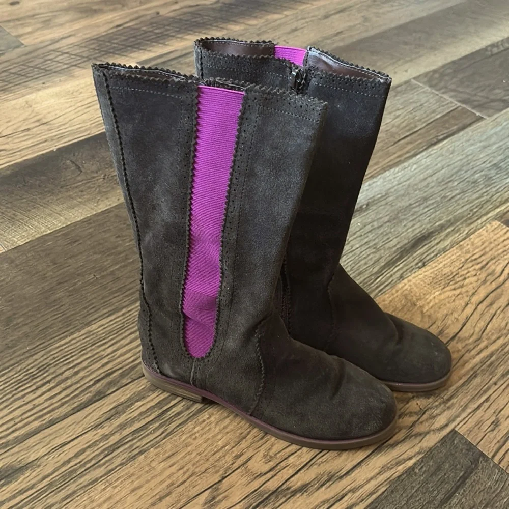 Sperry Top-Sider Suede Chelsea Tall Boot Brown Pink Girls Size 4